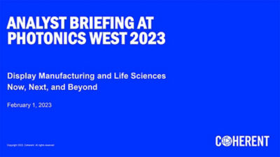 Analyst Briefing at Photonics West 2023