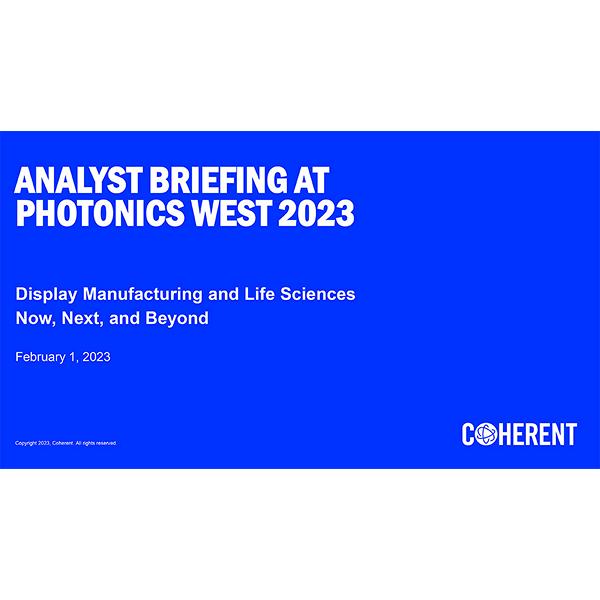 Analyst Briefing at Photonics West 2023