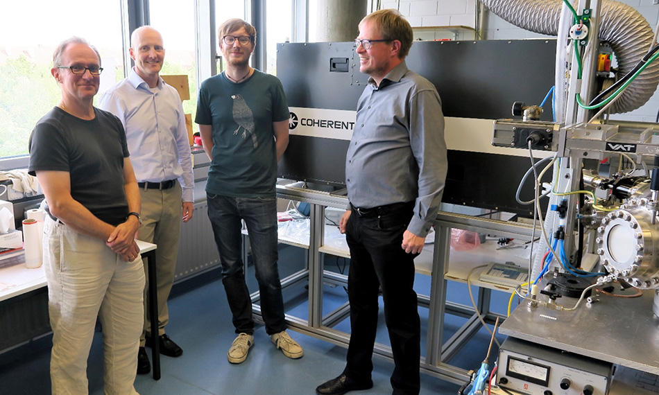 Augsburg lab photo with (left to right) Helmut Karl, Ralph Delmdahl, Florian Jung and Andreas Heymann