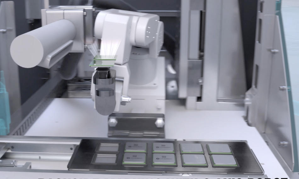 ExactMark 210 TL with Robotic Option Speeds Laser Marking