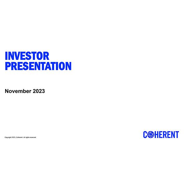 Investor Presentation - November 6, 2023