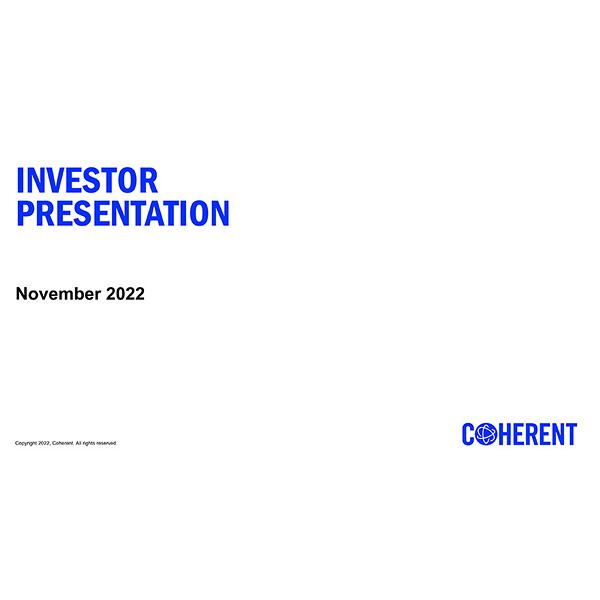 Investor Presentation November 2022